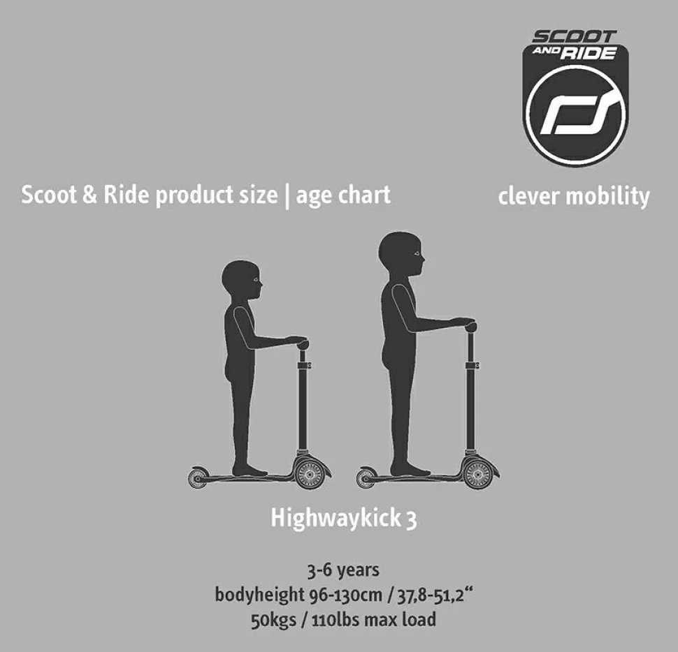 Løbehjul - Highwaykick 3 m. LED, Lemon