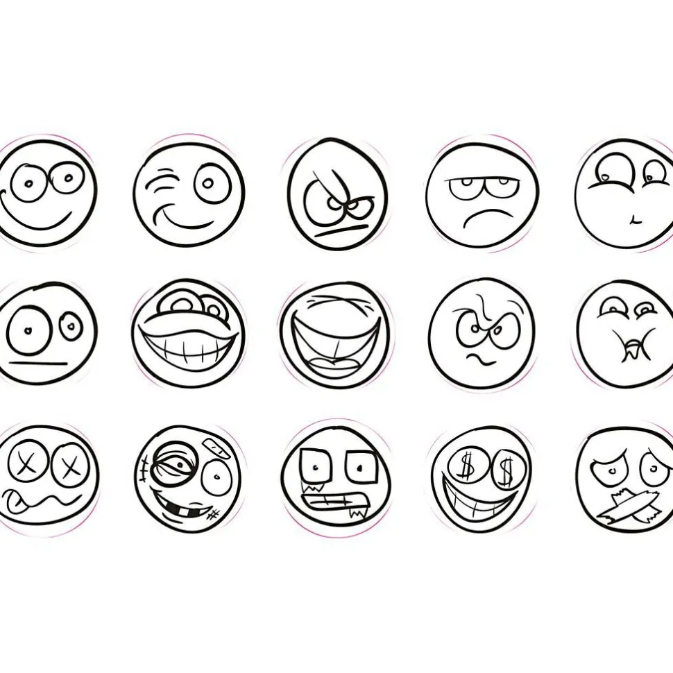 Stempelsæt - Smiley, 15 stk